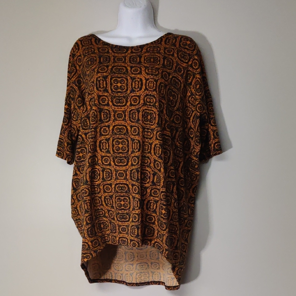 Lularoe Geometric Patterned Black/Orange Women's … - image 1